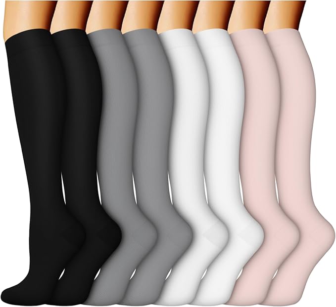 ACTINPUT 8 Pairs Compression Socks for Women & Men,Support Compression Stockings for Medical Running Athletic