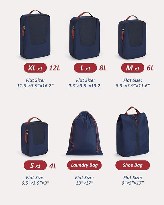 BAGSMART Compression Packing Cubes for Travel, 6 Set/5 Set/4 Set, Compression Suitcase Organizer Bags Set for Suitcases Travel Essentials, Lightweight Packing Organizers