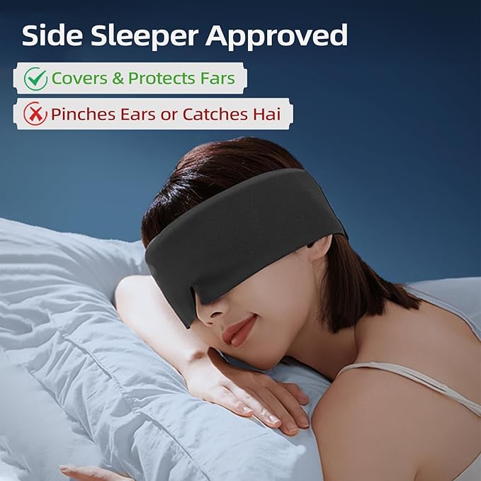 Sleep Mask for Man Women - Eye Masks for Sleep - Adjustable Breathable Sleeping Eyemask for Travel, Flight, Road Trip, Soft Pressureless Blackout Eye Covers Fits All Heads (Black)