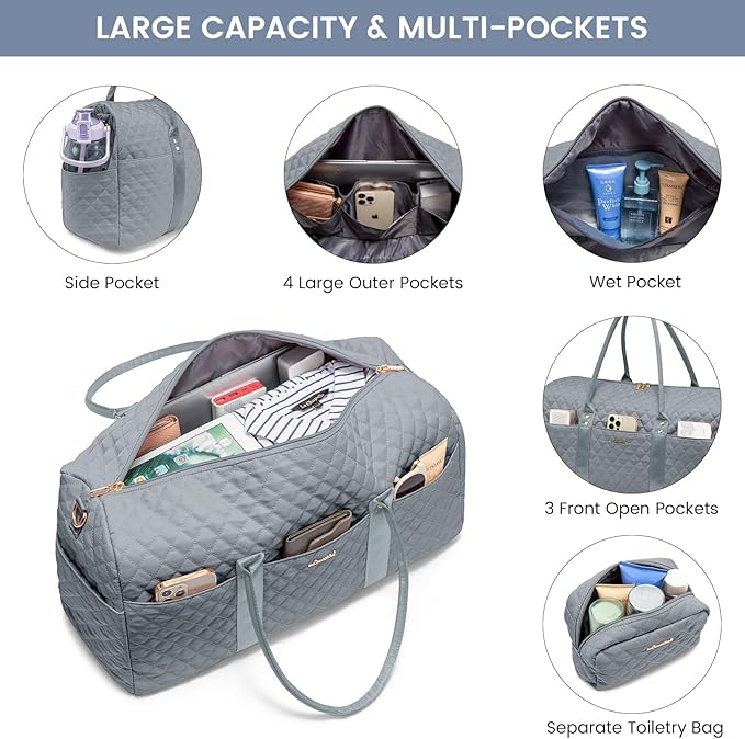 LOVEVOOK Travel Duffle Bag,Weekender Bags for Women Overnight Bag with Shoe Compartment, Carry on with Toiletry Bag,Duffel Bag with Wet Pocket,Hospital Bags for Labor and Delivery