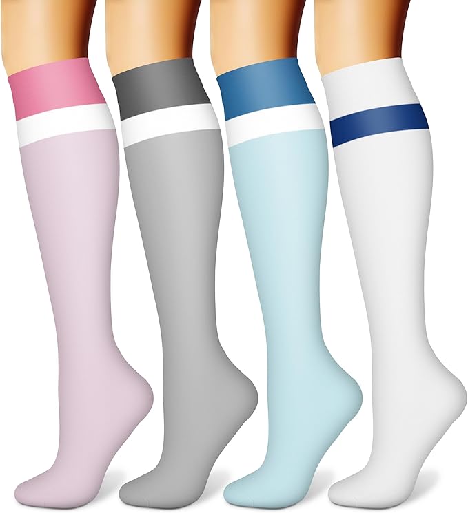 CHARMKING Compression Socks for Women and Men Circulation 4 Pairs 15-20 mmHg Best Support for Athletic Running Cycling