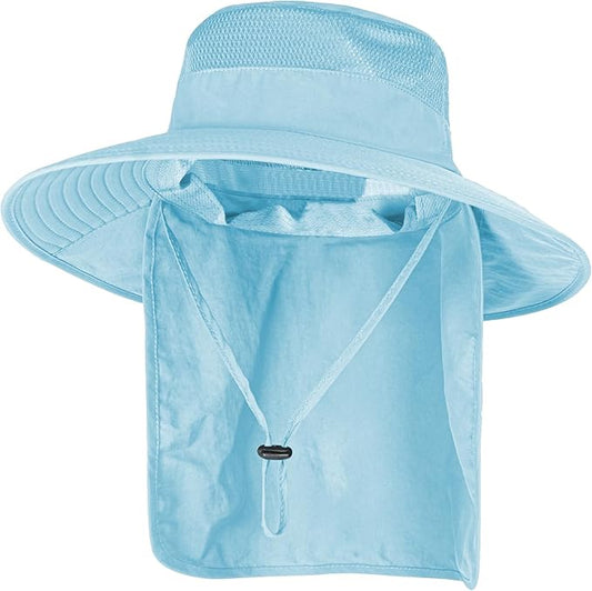 Sun Hats for Men Women Fishing Hat UPF 50+ Breathable Wide Brim Bucket Hats Summer UV Protection Safari Hat with Neck Flap