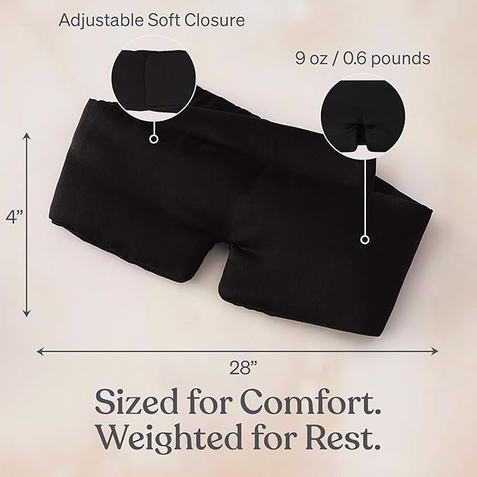 Baloo Silk Weighted Sleep Mask (Black) | Sound-Muffling Blindfold for Deep Sleep | Eye Mask with Amethyst Crystal | Relaxation & Tranquillity Mask