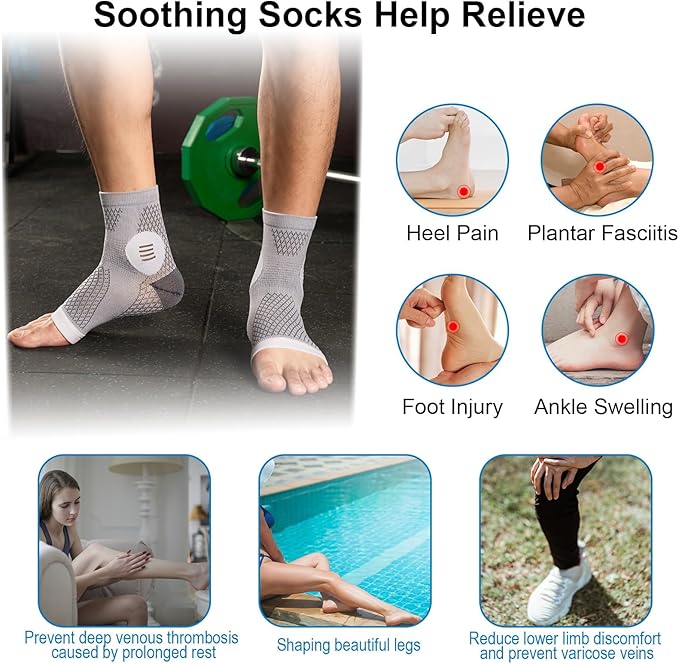 2 Pairs Mixed Colors Neuropathy Socks For Women & Men，Nano Neuropathy Socks，Diabetic Open Toe Foot Sleeves Elastic Sock，Compression Socks，Sleep Socks