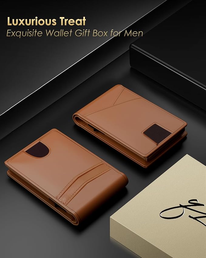 2025 Wallet for Men - RFID Blocking [Functional & Practical] Bifold Slim Minimalist Credit Card Holder Pop Up Wallet Metal Case with Cash Slot, Front Pocket with ID Window, Gift Boxed