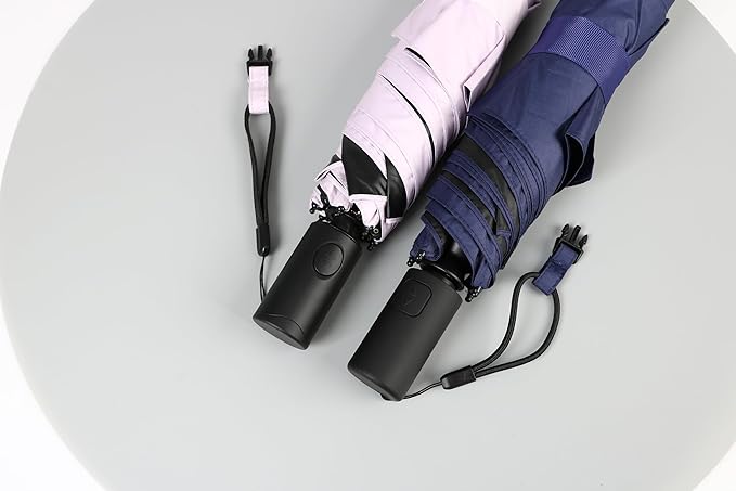 Outdoor Sun Automatic Folding Safe Shaft Umbrella - Repel Double Layered Windproof Travel Compact Umbrella for Rain