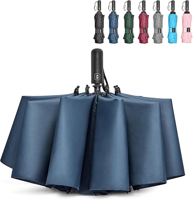 G4Free 42/46/54/62 Inch Large Golf Umbrella Compact Reverse Travel Umbrella 10 Ribs Windproof for Rain Double Canopy Automatic Open Close