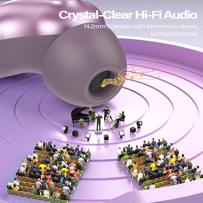 Sleep Earbuds, Mini ANC Wireless Earbuds Bluetooth 5.4 Headphones Deep Bass Stereo, 48H Playtime Ear Buds, 4 ENC Noise Cancelling Mic, In Ear IP7 Waterproof Earphones for Side Sleepers,Touch Control