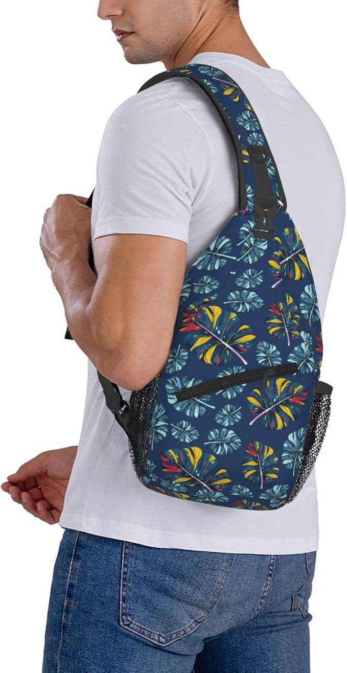 Hawaii Tropical Palm Sling Backpack Crossbody Bag Casual Chest Bags Travel Hiking Daypack Shoulder Bag for Women Men