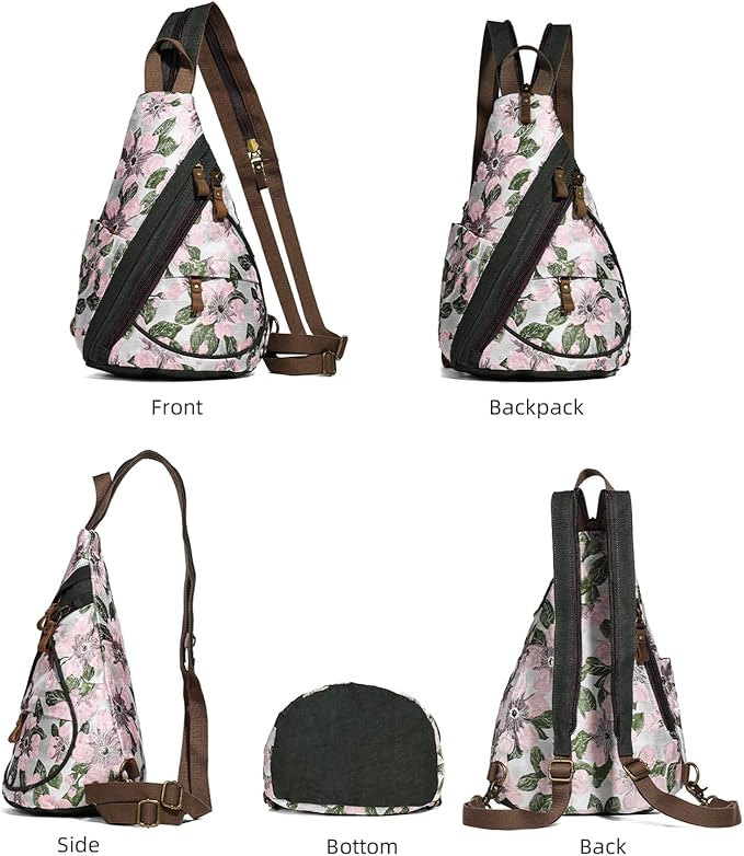 KL928 Canvas Sling Bag - Small Crossbody Backpack Shoulder Casual Daypack Rucksack for Men Women(Large Version)