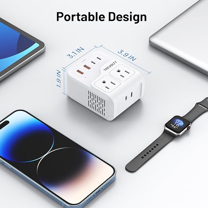 7-in-1 European Travel Plug Adapter, 2000W Universal Travel Adapter with 3 AC Sockets, 2 USB-A & 2 USB-C (PD 20W) Ports, Worldwide Travel Essentials, International Power Adapter for UK/EU/AU