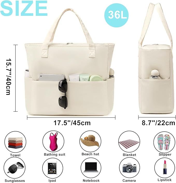Bluboon Waterproof Beach Tote Pool Bags for Women Ladies Extra Large Carry On Bag With Wet Compartment for Weekender Travel