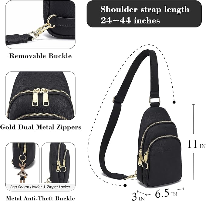 INICAT Crossbody Sling Bags Fanny Packs Valentine's Day Gifts Vegan Leather Travel Vacation Essentials Purses Women