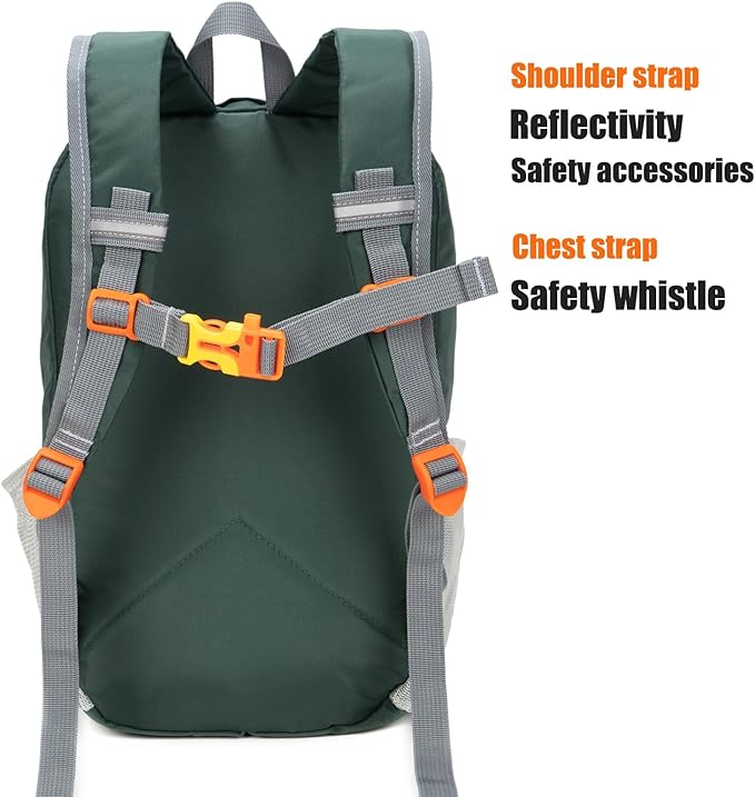 IVYGREEN Little Kids Hiking Backpack for Boys or Girls, Small Daypack for Camping or Travel (Green, Small)