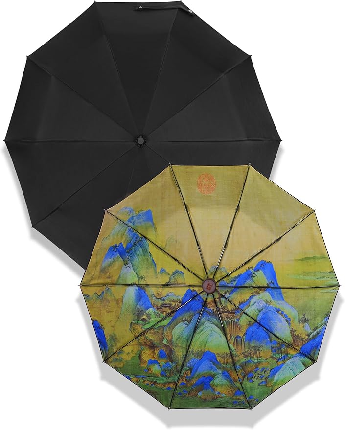 Rain Cats Large Umbrella 45 Inch diameter Umbrellas for rain Strong10 Ribs Fiberglass Windproof big Compact Automatic portable Folding Travel/Thick Fabric/Wood handle