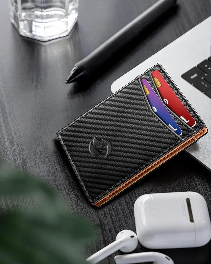 Housmai Magnetic Closure Slim Wallet with Money Clip Gift Boxed,Genuine Leather Front Pocket Wallet for Men, 3.9"x 2.9", RFID Blocking