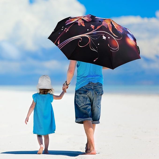 Portable High-density carbon steel structure Portable Travel Umbrella Windproof 3‑Fold Smooth Auto Open Compact Protective