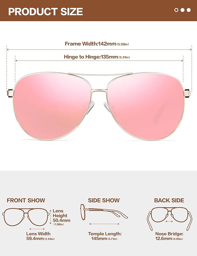 BIRCEN Polarized Aviator Sunglasses for Women : UV Protection Acetate Square Sunglass With Retro Classic Style