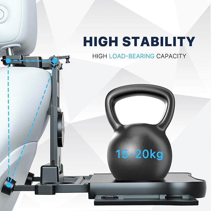 Car Table for Back Seat Passenger, Desk with Drink Holder and Mobile Phone Holder, Multifunctional Dining Table for Children Adults Foldable Adjustable Load Capacity