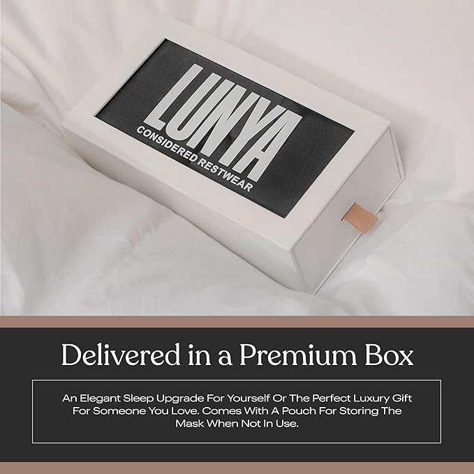 Lunya Weighted Silk Sleep Mask – Mulberry Silk Eye Cover with Cooling Glass Beads, Noise-Reducing Fit, Washable Fabric, and Travel Pouch – Sleeping Mask for Men and Women - Meditative Grey – Large