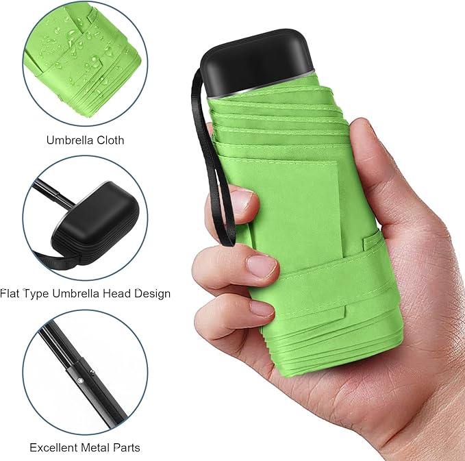 LEAGERA Compact Travel Umbrella with Case - Mini Umbrella for Purse, Small Lightweight &Tiny Design Perfect for Parasol Outdoor Sun&Rain Umbrellas