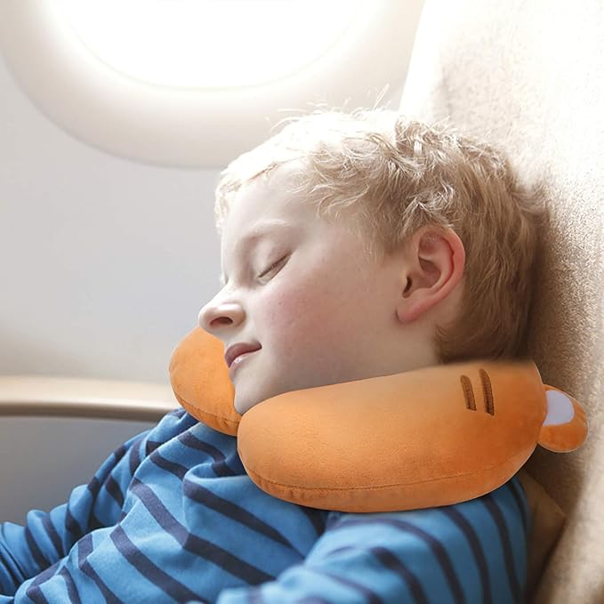 H HOMEWINS Travel Pillow for Kids,Toddler Neck Pillow Cute Animal Neck Head Chin Support Travel Accessories for Airplane, Car, Train,Recline(Cute Tiger)