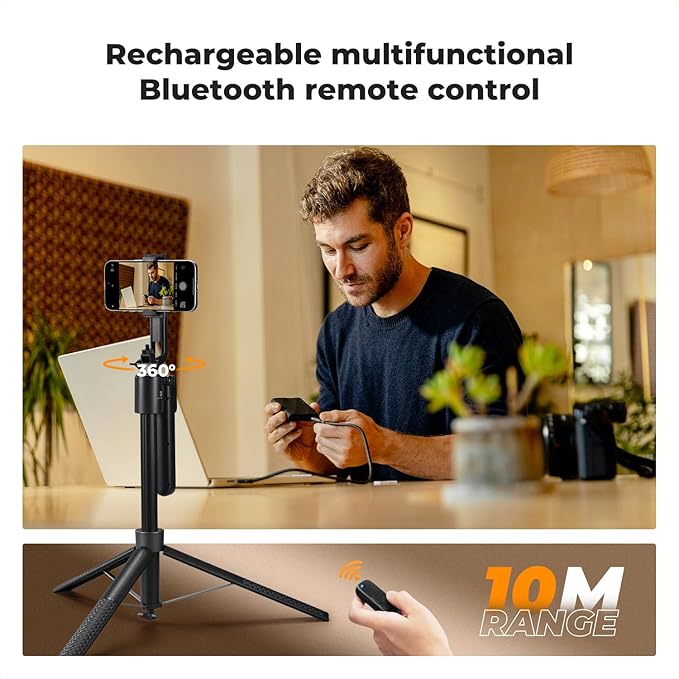 K&F CONCEPT 71“ Face Tracking Tripod for iPhone, Auto Face Tracking Selfie Stick, Auto Face Tracking Tripod 360 Totation with Stand, Gesture Control, Remote Control