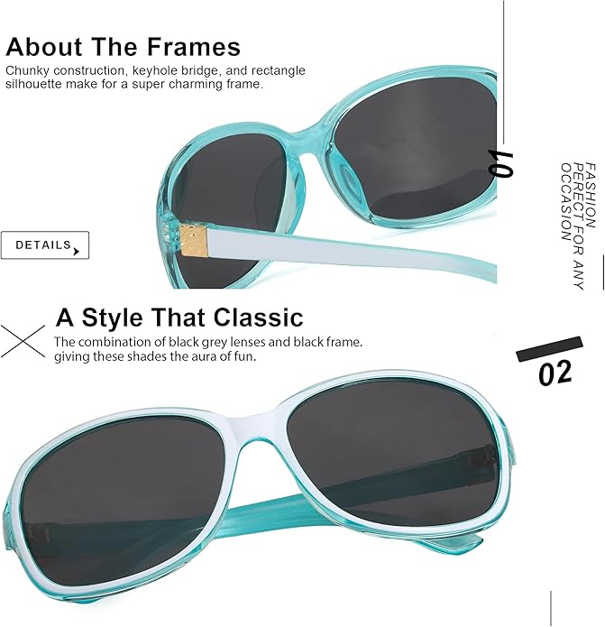 SIPHEW Polarized Sunglasses for Women | Vintage Square Sunglasses w UV400 Protection | Womens Wraparound Shade