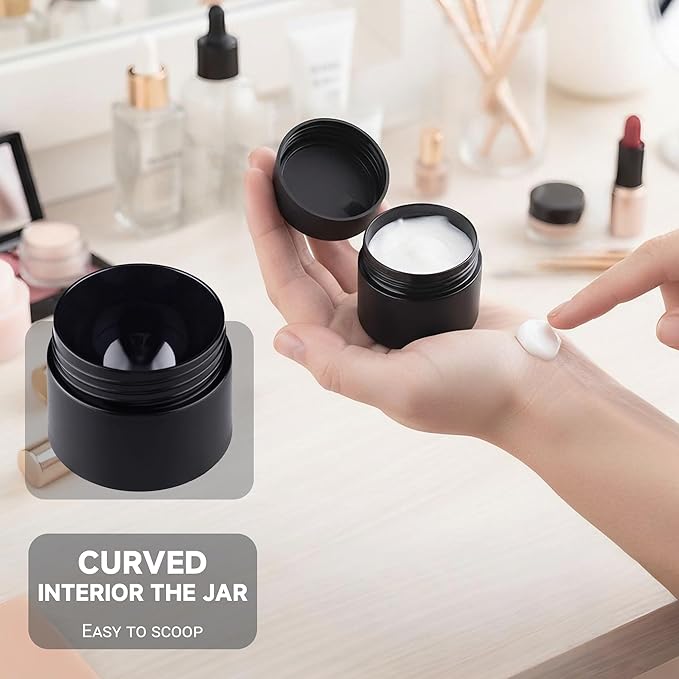 Travel Size Containers, Small Plastic Containers with Lids, 20 Gram Travel Container for Creams, Lotion, Toiletries, Makeup (4PCS Black Plastic Jars)