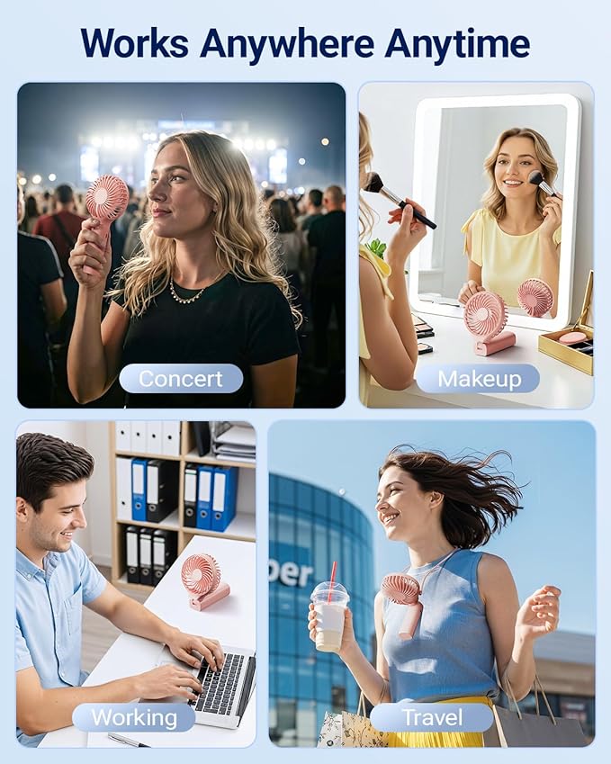 SWEETFULL Handheld Portable Fan, 5000mAh Rechargeable Battery, 6 Speed Wind, LED Digital Display, Foldable Electric Personal Mini Travel Fan with Backup Power, Summer Essentials Gifts for Women Girl