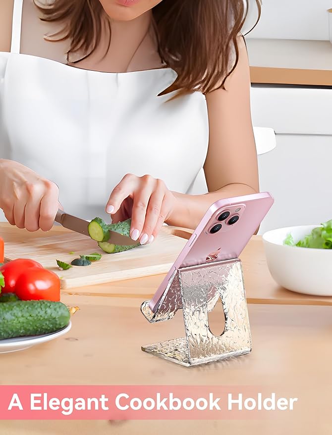 TOPGO Acrylic Cell Phone Stand, Clear Phone Holder for Office Desk, Vanity, Kitchen Counter, Bedside Table, Compatible with iPhone 17 16 15 14 13 12 11 Pro Max Plus/Smartphones/iPad/Switch/Kindle