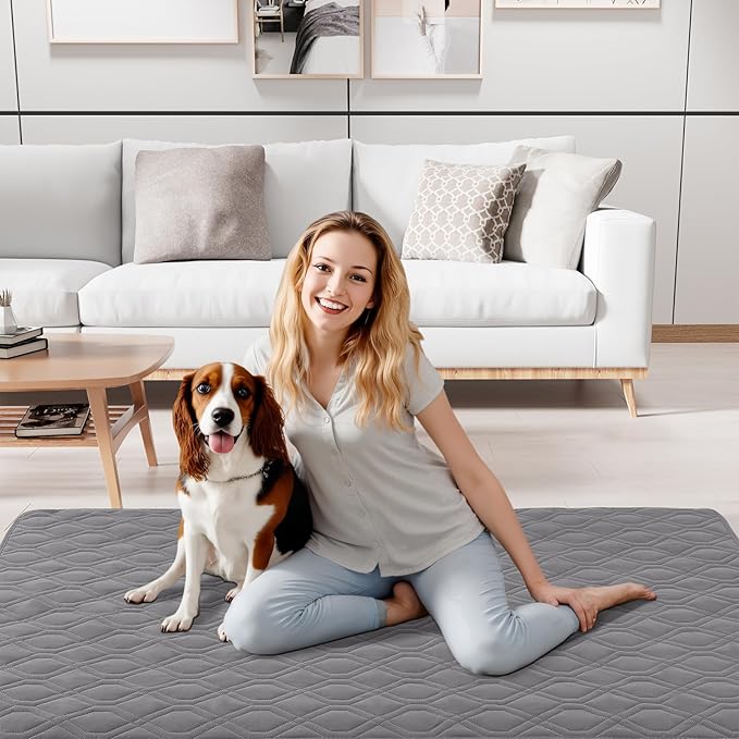 Smiry Waterproof Dog Blanket, 52x82 Inch Soft Pet Bed Cover Reversible, Washable Sofa Couch Furniture Protector for Small Medium Large Dog Puppy Cat, Geometric, Grey/Dark Grey