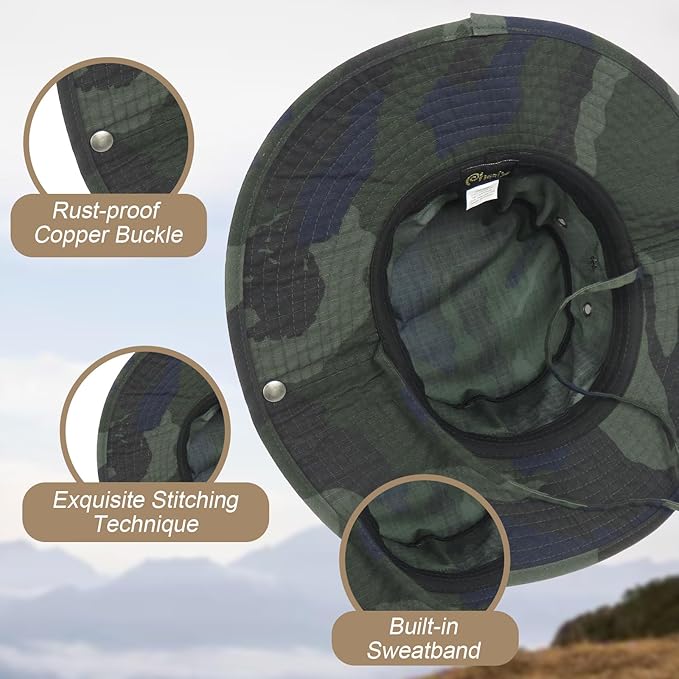 Bucket Hat Wide Brim UV Protection Sun Hat Boonie Hats Fishing Hiking Safari Outdoor Hats for Men and Women
