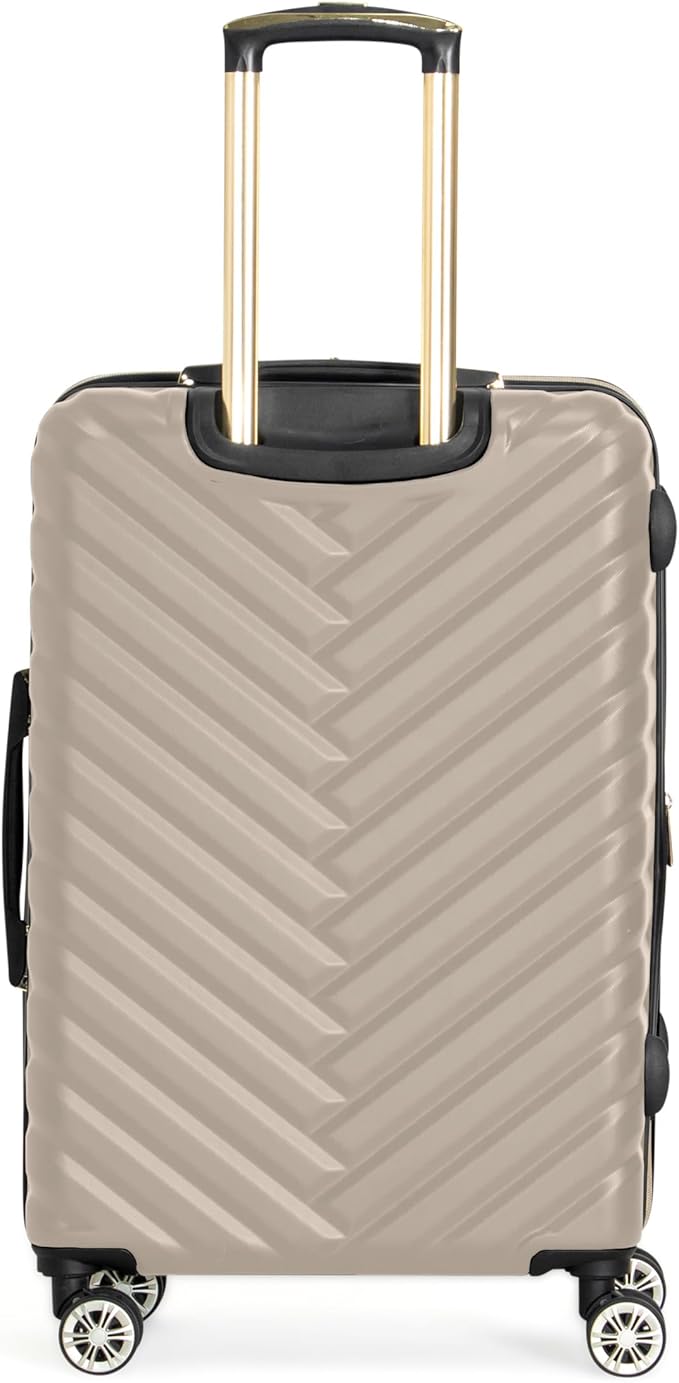 Kenneth Cole REACTION Madison Square Lightweight Hardside Chevron Expandable Spinner Luggage, Taupe, 24-Inch Checked