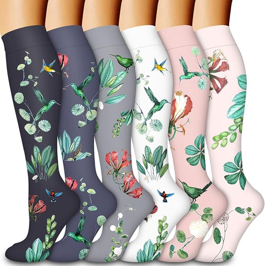 Laite Hebe Compression Socks for Women & Men Circulation(6 pairs)-Graduated Supports Socks for Running, Athletic Sports