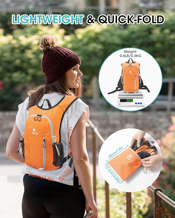 Small Hiking Backpack with Front Phone Holder, Packable Back pack with Chest and Waist Strap, Lightweight Daypack for Women Men