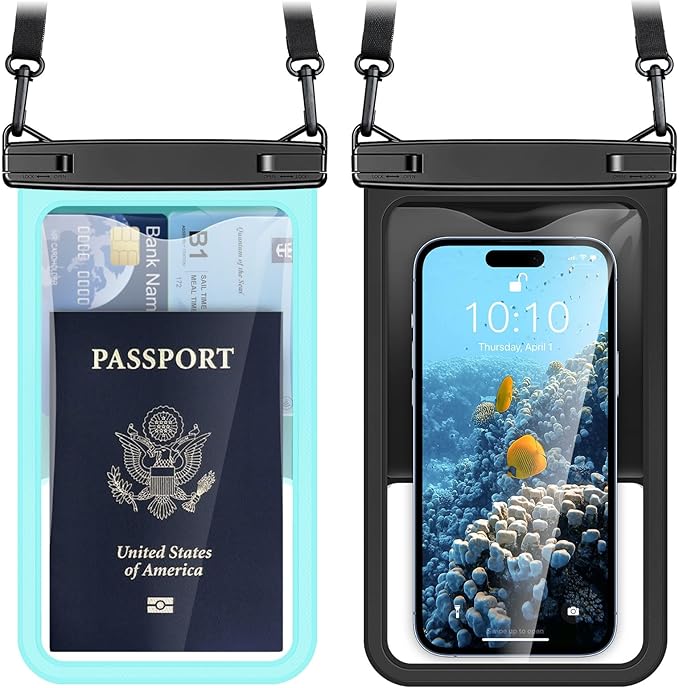 [Up to 8.5" Waterproof Phone Pouch - 2 Pack Waterproof Phone Case for iPhone 16 15 14 Pro Max Galaxy S25 S24 Ultra, IPX8 Dry Bag with Lanyard for Beach Travel Essentials