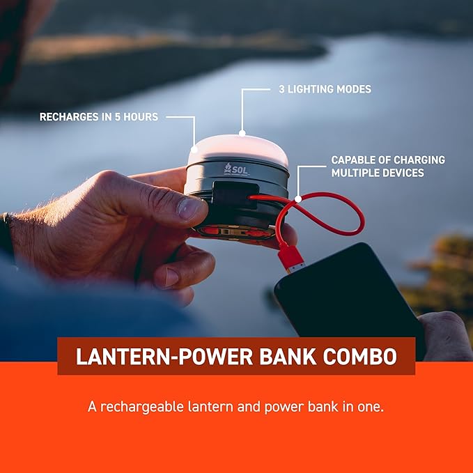 S.O.L. Venture 3000 Rechargeable LED Camping Light with Power Bank