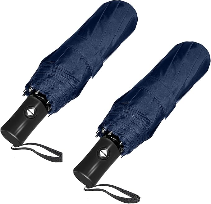 SIEPASA Two Pack The Original Portable Travel Umbrella - Umbrellas for Rain Windproof, Compact Umbrella for Wind and Rain, Backpack, and On-the-Go.(Navy Blue & Navy Blue, 2 Pack)