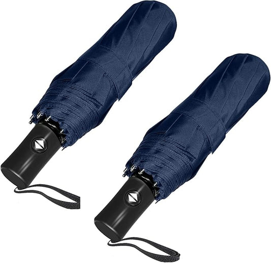 SIEPASA Two Pack The Original Portable Travel Umbrella - Umbrellas for Rain Windproof, Compact Umbrella for Wind and Rain, Backpack, and On-the-Go.(Navy Blue & Navy Blue, 2 Pack)