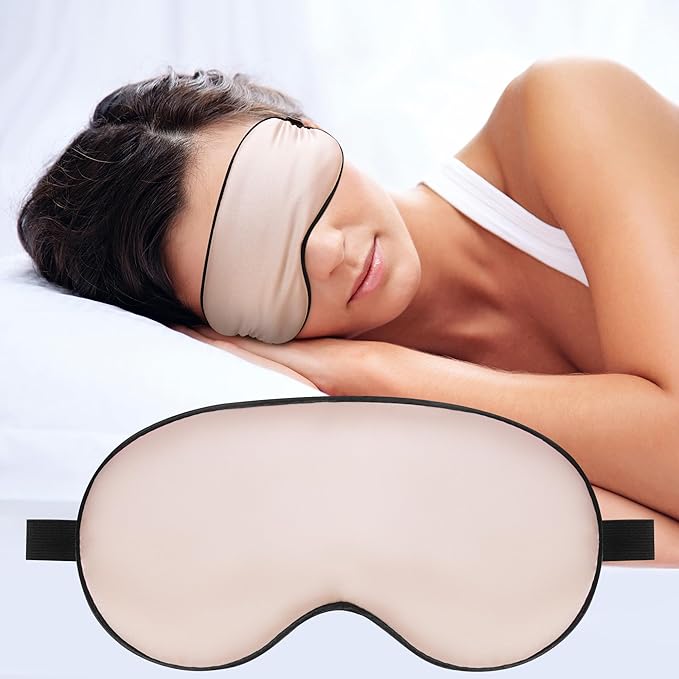 Silk Eye Sleep Mask - Adjustable Strap, Comfortable & Soft Satin Eye Mask, Blindfold Eyeshade for Men & Women for A Full Night's Sleep (Pink)