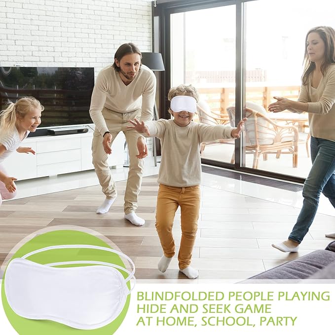 Tarpop 200 Pcs Eye Mask Sleeping Blindfold Eye Cover with Adjustable Strap for Games Party Team Building Travel Individually Wrapped Sleep Mask for Women Men(White)