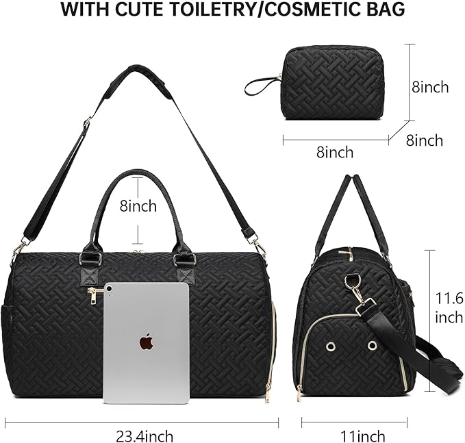 Duffle Bag for Travel, Weekender Bag with Shoe Compartment, Carry On Overnight Bag for Women with Toiletry Bag, Gym Bag with Wet Pocket, Hospital Bags for Labor and Delivery Beige