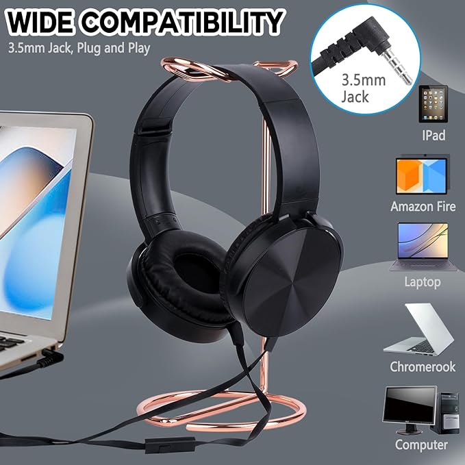 24 Pack Classroom Headphones Bulk with Microphone for Kids School Students, Wholesale Durable Wired Headsets Class Set for Children and Adult (24, Black)