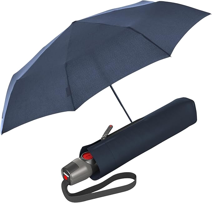Knirps T.200 Duomatic Compact Rain Umbrella in Navy– Wind Tunnel Tested to 93 mph, Aluminum Steel Fiberglass Frame, 38in Canopy, OEKO-TEX, High-Performance Automatic Travel Umbrellas