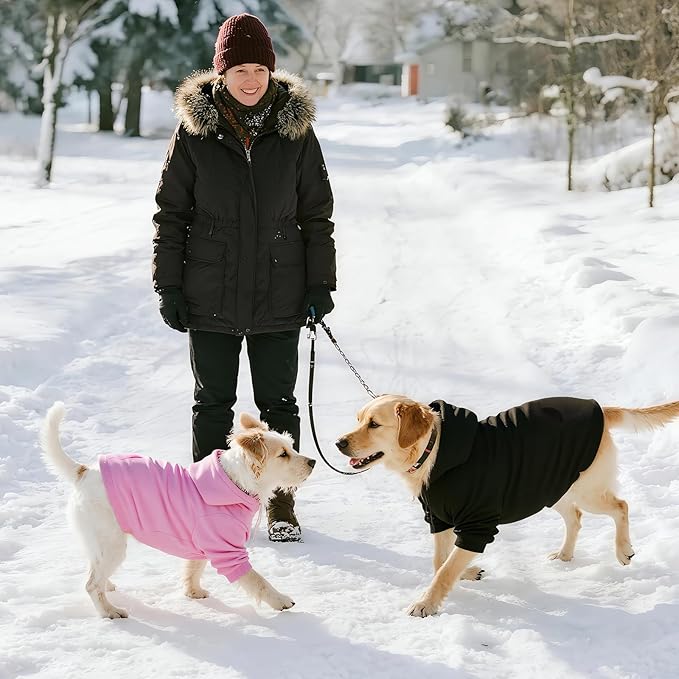BAOBICUTE Dog Basic Hoodie Soft Dog Clothes Cold Weather Sweaters for Medium Large Dogs Cozy Fabric Warm Sweatshirt with Leash Hole (Pink, XL (Back: 24.8",Chest: 33.86", Neck: 25.2"))