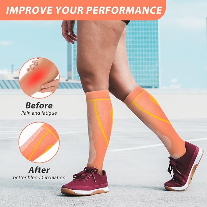 Compression Socks for Women Men Circulation Knee High 8 Pairs for Nurses, Running, Travel, Athletic