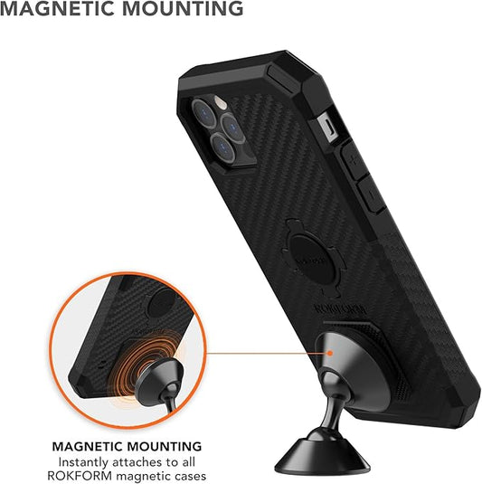 Rokform - Adjustable Magnetic Car Mount, 360 Degree Swivel with 3M VHB Tape, Cell Phone Holder, Aluminum Dashboard Phone Mount Stand for Truck Car & Van (Black)