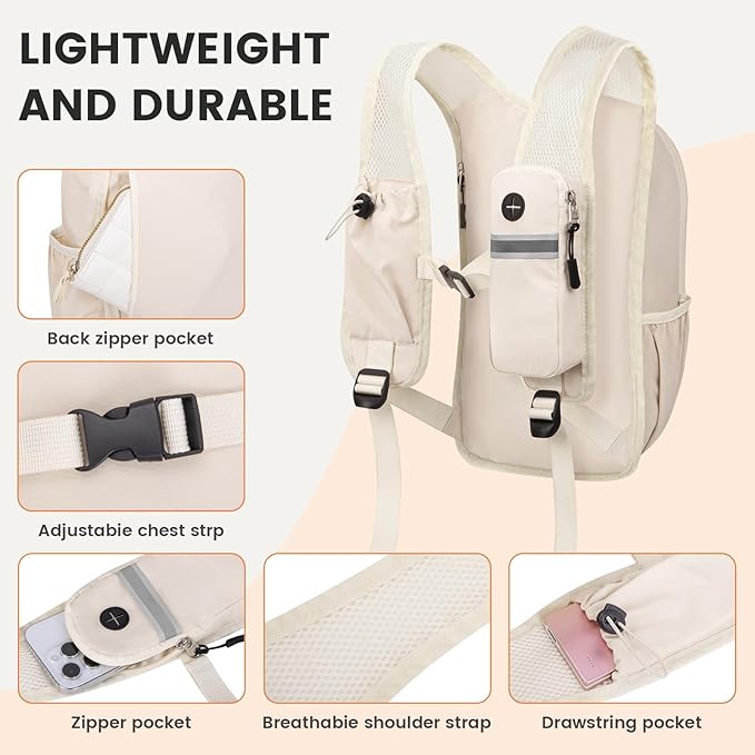 Small Hiking Backpack 10L- Lightweight Packable Foldable Backpack for Travel Camping Outdoor Commute, Compact Rucksack for Women Men(Beige)