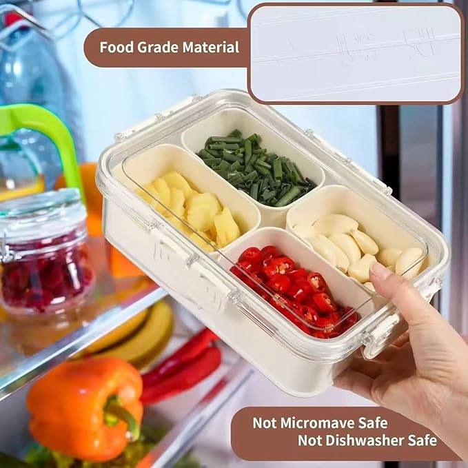 Snackle Box Container,Portable Snack Containers,SnackleBox 4 Compartments,Portable Snack Platter,Clear Organizer for Fruits Snacks Trays,Nuts Candy Trays and Spice Organizer